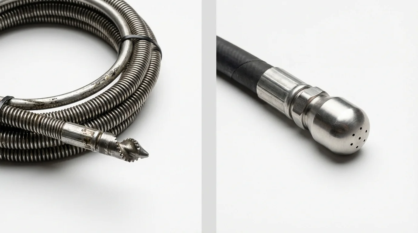 Drain snake cable and hydro jetting nozzle used for drain cleaning in Galeton, PA