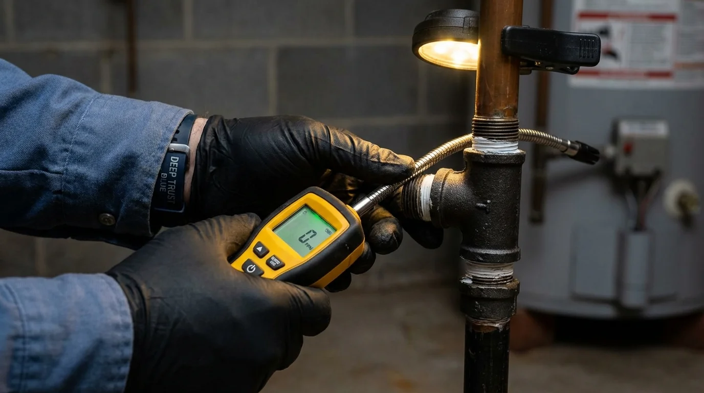 Gas leak detection with electronic sniffer by Johns Plumbing LLC in Galeton